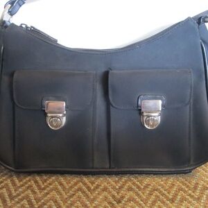 Utilitarian Black Pocketed Handbag / Shoulderbag